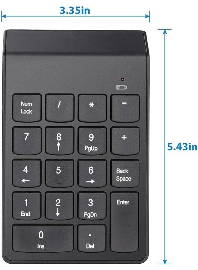Wireless Numeric Keypad - Portable 18-Key Financial Keyboard Pad - Slim & Cordless Number Pad for Laptop and Desktop Use - Image 2